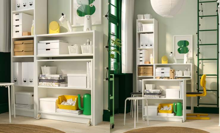 libreria con tavolo pieghevole ikea