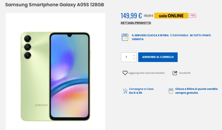 smartphone samsung dettagli offerta